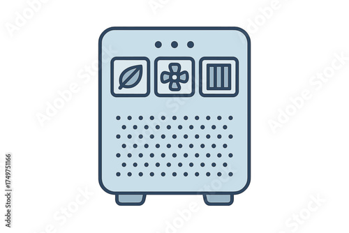 Control panel for compact air purifier with mode icons