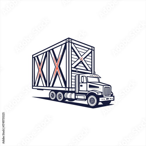 Modern truck with cargo container illustration for logistics and delivery