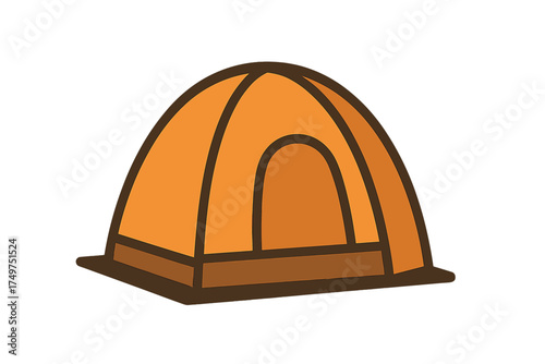Simple orange dome camping tent icon graphic design