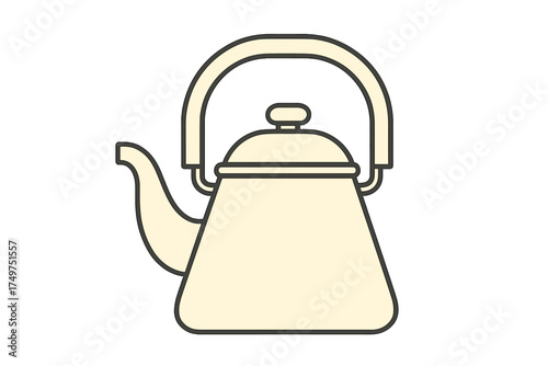 Outline drawing of a traditional stovetop kettle with handle