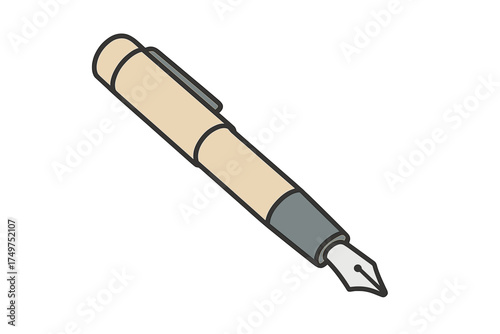 Classic fountain pen with detailed nib isolated on white background