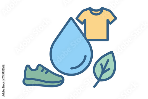 Water conservation and sustainable product icons for eco-friendly lifestyle
