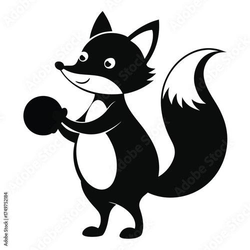 "Cute Woodland Fox with Tambourine "