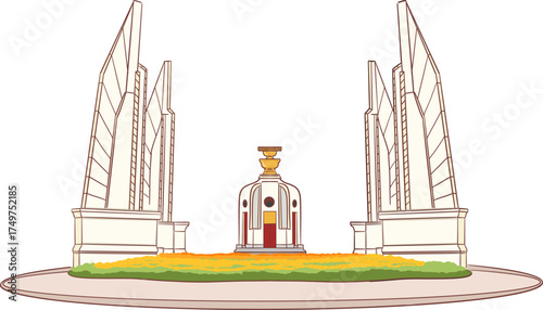Constitutional Monument Illustration Thailand Landmark