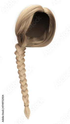 Obraz na płótnie 3d render blonde side braid straight hair isolated