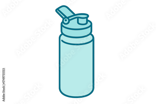 Minimalist sports water bottle with open flip top lid for fitness