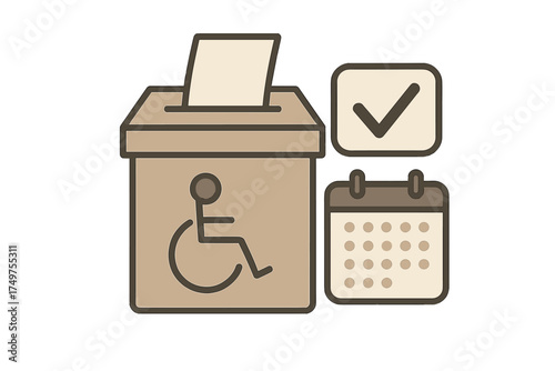 Accessible voting icons for election day registration and ballot casting
