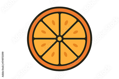 Cross section of citrus fruit slice showing segments and rind
