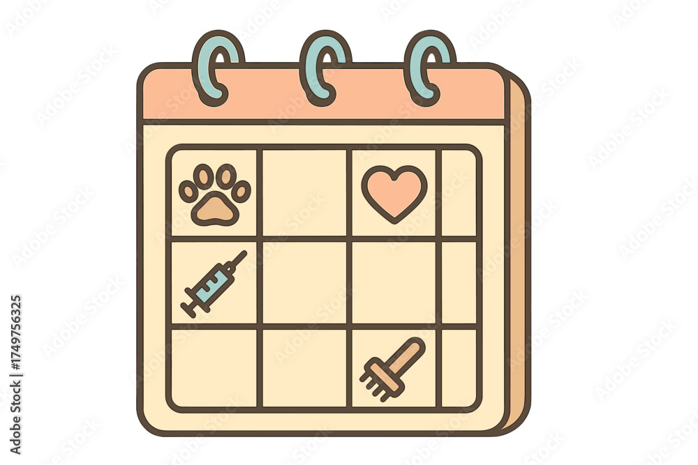 Fototapeta premium Veterinary appointment schedule with pet care medical icons