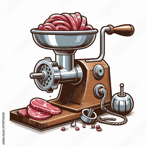 A cartoon illustration of a smiling male chef preparing and arranging grilled skewers on a wooden board with sauce.