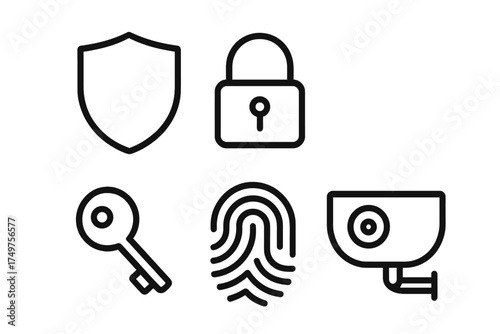 Outline icons set for security and access control concepts