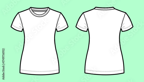 Women's Fitted T-Shirt Blank Template with Contoured Fit