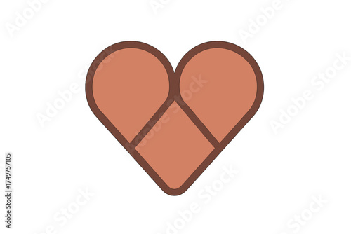 Geometric heart shape divided into three sections with warm terracotta colors