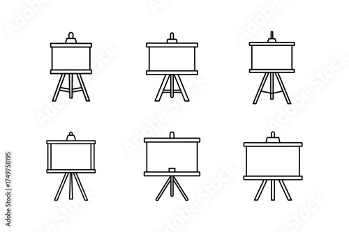 presentation easel icon line art vector illustration design