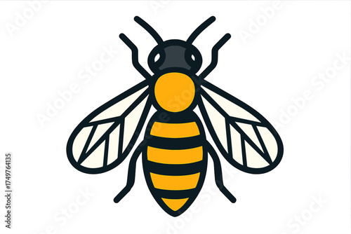 Stylized honey bee insect icon with yellow and black stripes