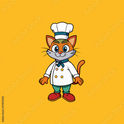 Adorable Cartoon Cat Chef Mascot