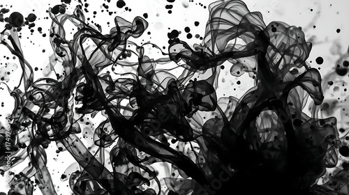 A Black Ink Blot Forming the Shape of Flying Birds