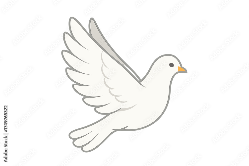 Fototapeta premium Stylized white dove bird in flight with outstretched wings