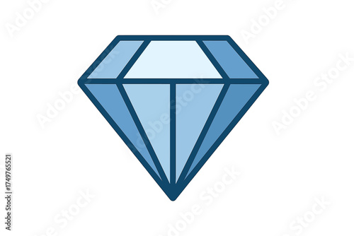 Blue faceted gemstone icon with bold dark outline