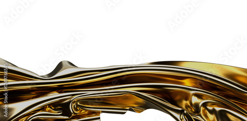 Canvas-taulu Luxurious golden silk cloth waves with a soft texture on a white background, perfect for elegant designs and backgrounds
