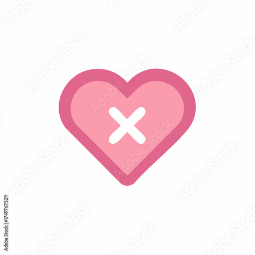 Pink Heart Symbol with White Cross Symbolizes Rejection or Unhealthy Relationship