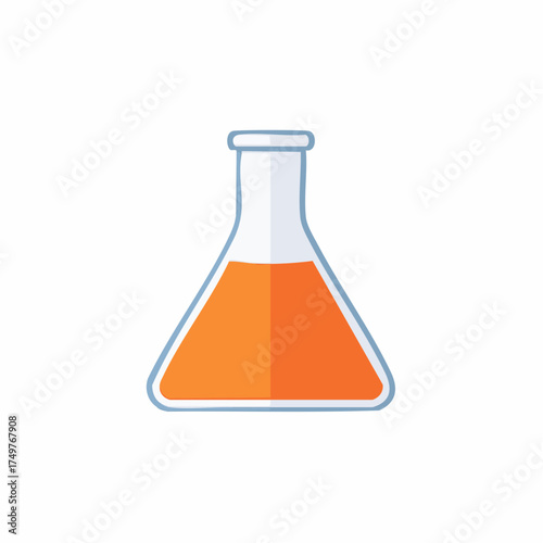 Illustration of Glass Flask with Orange Liquid for Science and Chemistry Experiments