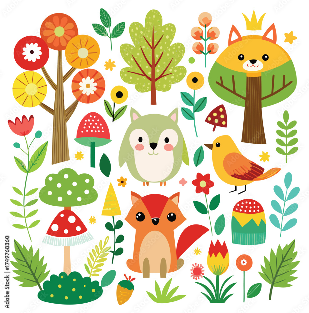 Naklejka premium seamless pattern with owls and birds