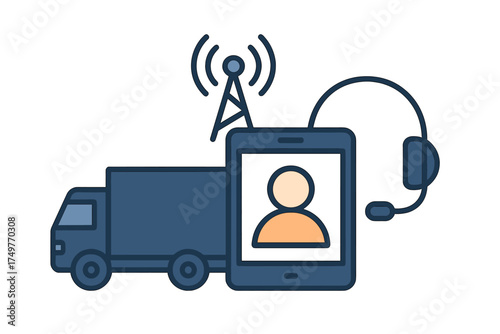 Real-time package tracking and customer service communication concept