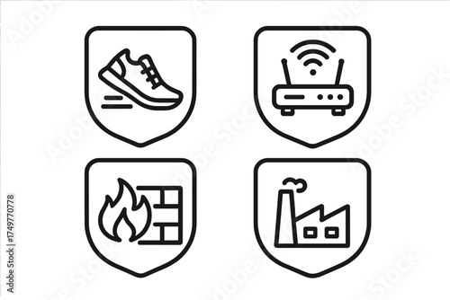 Four shield icons representing security and protection concepts