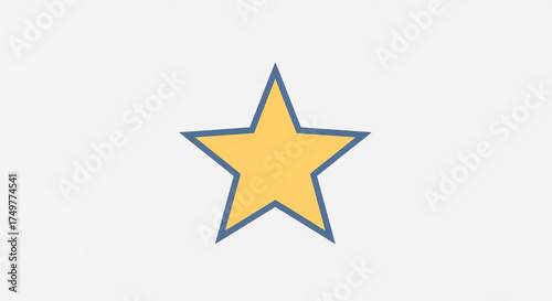 A charming yellow star with a blue outline, isolated on white background, perfect for adding a touch of whimsy and positivity to any design project