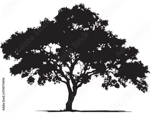 Abstract Ascension Tree Silhouette Rendered in Detailed 2D Vector Line Art