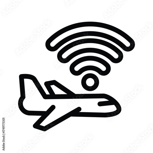 airplane and wifi outline icon vector design good for web or mobile app