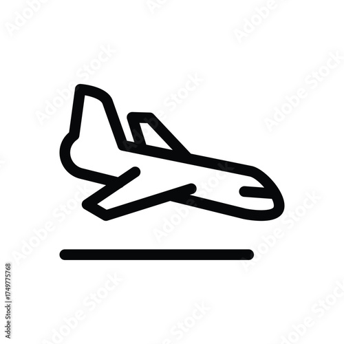 plane landing arrival outline icon vector design good for web or mobile app