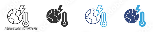 Climate change icon set.  global warming, earth pollution and disaster icons. vector illustration . 