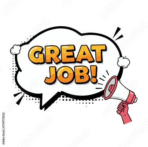 Great Job! Achievement Megaphone Pop Art