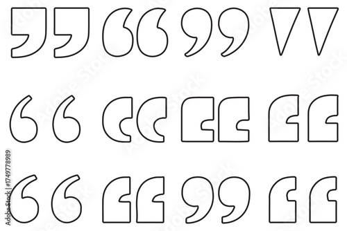 Set of quote mark, quotes icon vector sign design