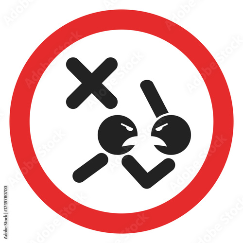 Isolated illustration silhouette prohibition sign for arguing. No arguing sign