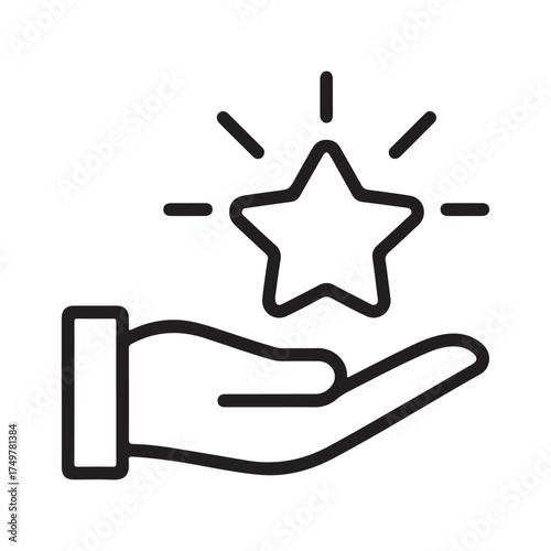 Hand holding star icon isolated on white background