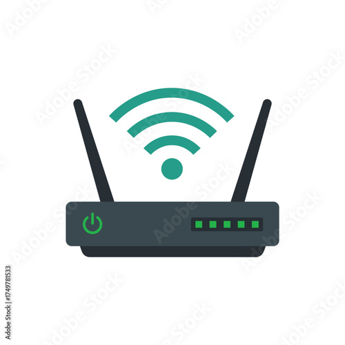 Router flat icon vector illustration. Router and signal symbol. Wi-Fi router