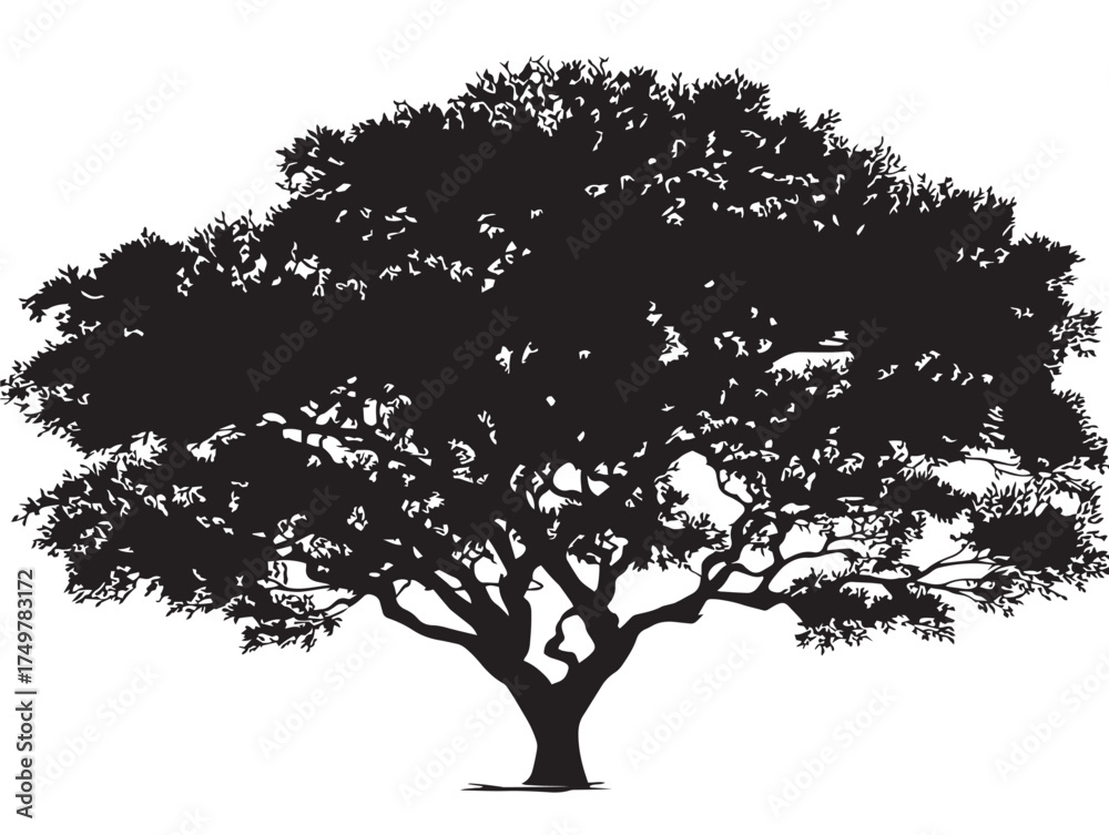 Fototapeta premium Whimsical Dreamweaver Tree Design with Abstract Roots in 2D Vector Line Art