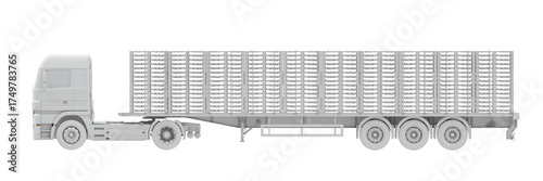 Photography Mockup of flatbed truck carrying a load of pallets