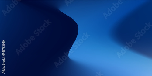 Gradient blue abstract background with a soft curve and vector lighting.