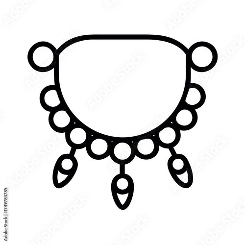 Elegant outline of a beaded necklace with dangling pendants