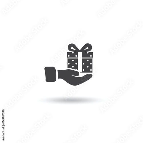 vector flat design hand giving gift box .