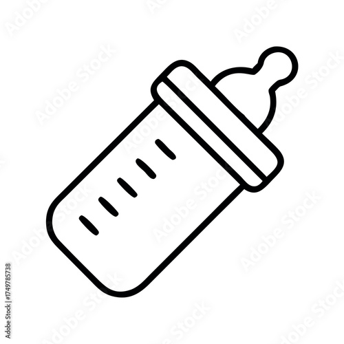 Simple line drawing of a baby bottle with measurement markings