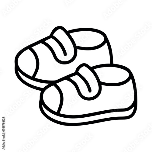 Simple line drawing of two adorable baby shoes with velcro straps