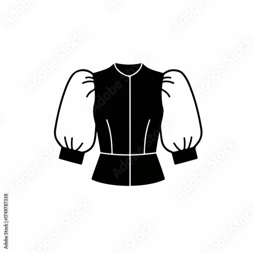 Minimalist Outline Blouse Fashionable Garment with Voluminous Sleeve Clothing Illustration