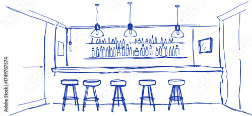 Bar Interior Sketch: Simple and Inviting