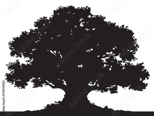 Mighty Patriarch Tree Silhouette 2D Vector Line Artwork