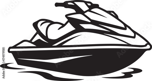 Jet ski silhouette vector illustration for water sport jet boat speedboat watercraft recreation transportation activity leisure lifestyle